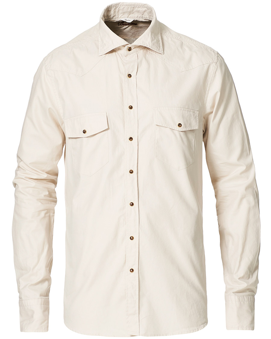 Homme | Chemises | Stenströms | Slimline Twill Western Shirt Beige