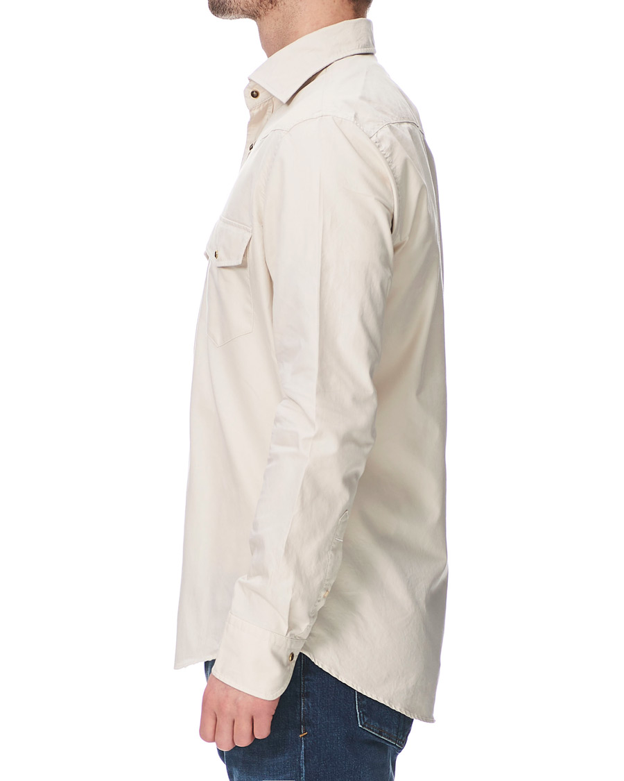 Homme | Chemises | Stenströms | Slimline Twill Western Shirt Beige
