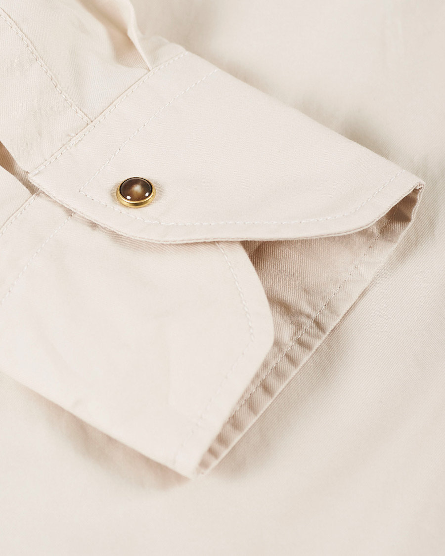 Homme | Chemises | Stenströms | Slimline Twill Western Shirt Beige