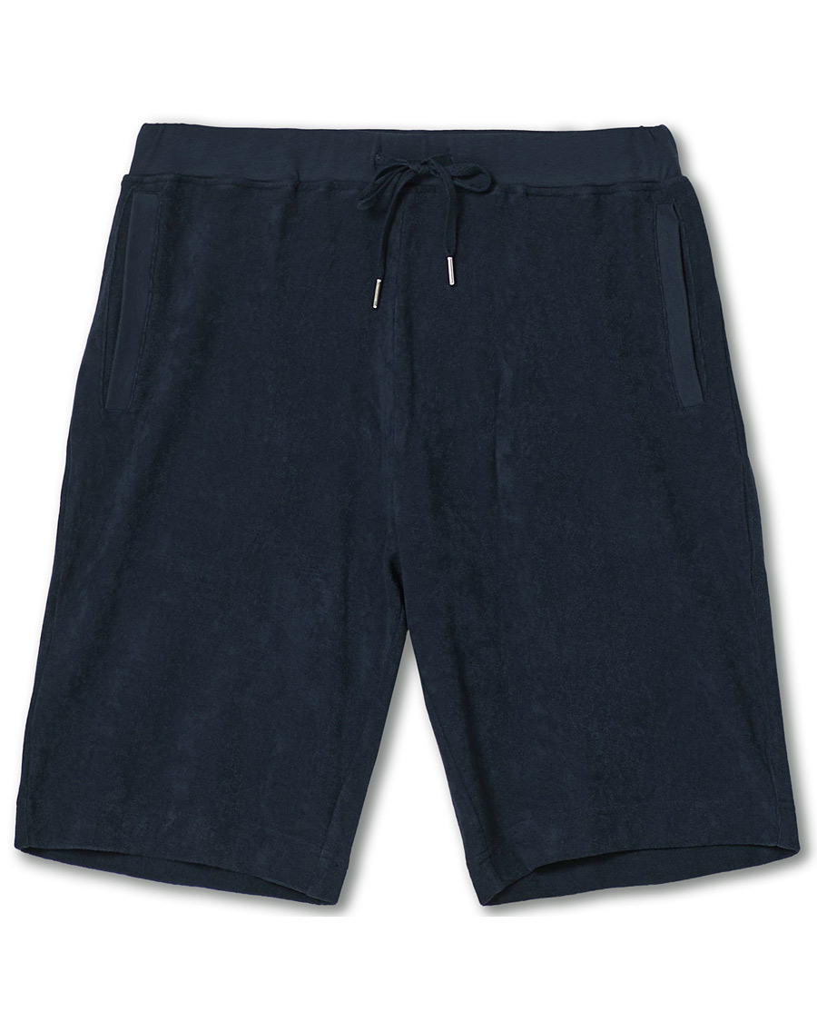 Homme | Shorts | Sunspel | Organic Cotton Towelling Shorts Navy