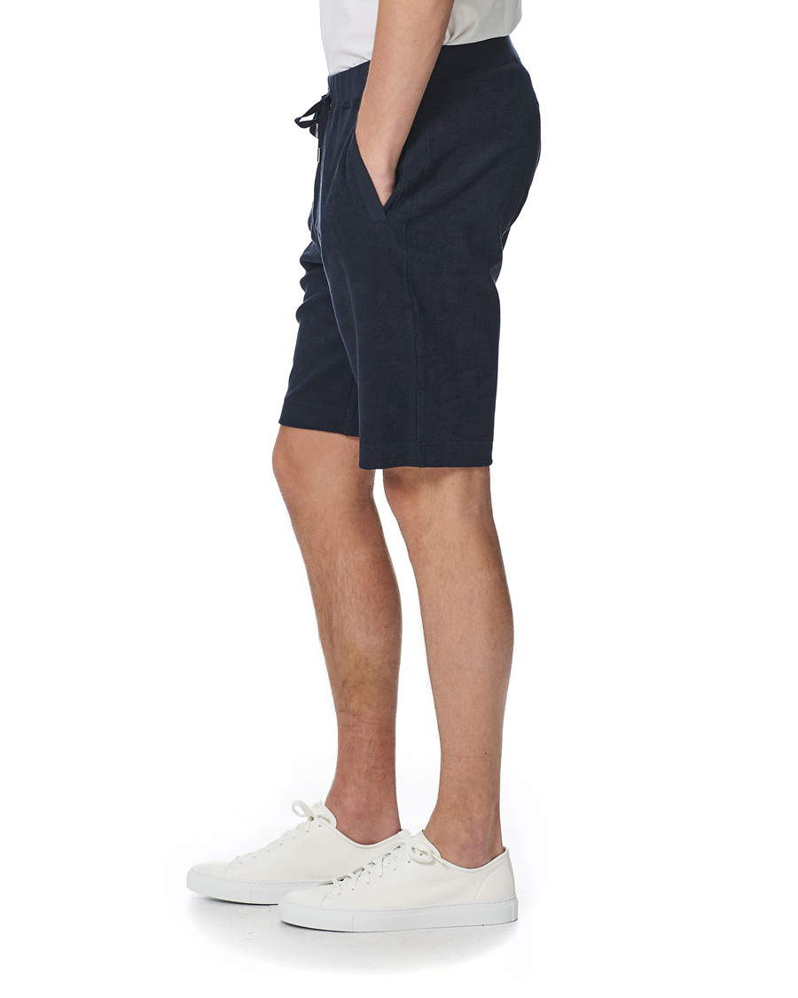 Homme | Shorts | Sunspel | Organic Cotton Towelling Shorts Navy