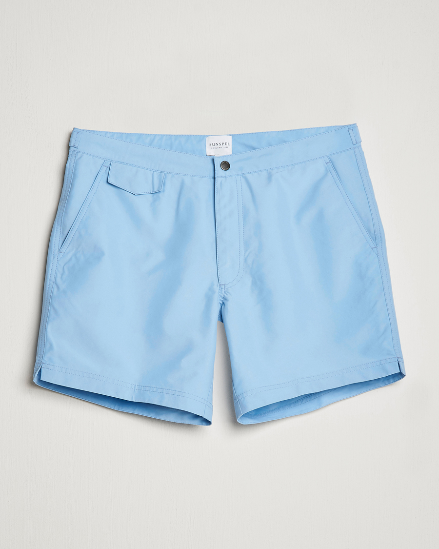 Homme | Maillots De Bain | Sunspel | Recycled Seaqual Tailored Swim Shorts Light Blue
