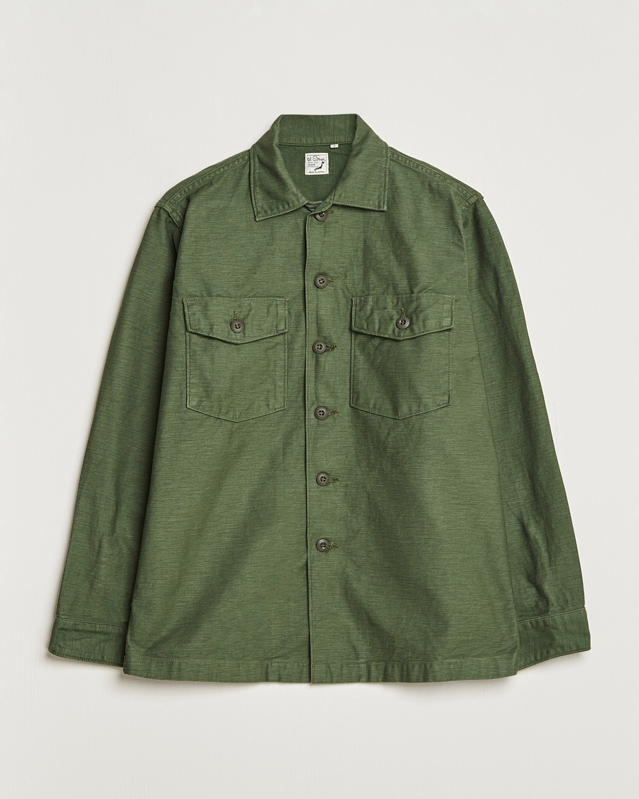 Homme | Chemises | orSlow | Cotton Sateen US Army Overshirt Green