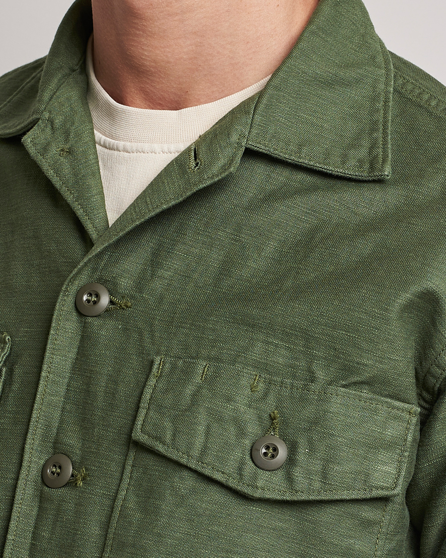 Homme | Chemises | orSlow | Cotton Sateen US Army Overshirt Green