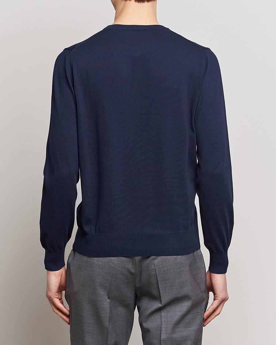 Homme | Pulls Et Tricots | Canali | Cotton Crew Neck Pullover Navy