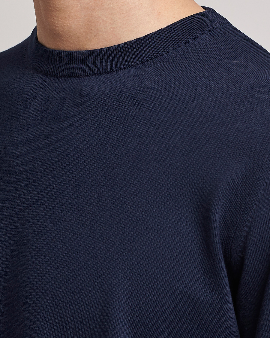 Homme | Pulls Et Tricots | Canali | Cotton Crew Neck Pullover Navy