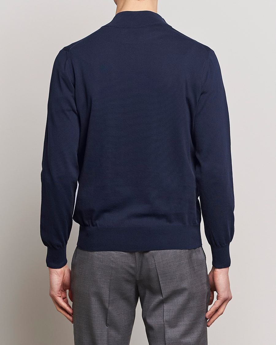 Homme | Pulls Et Tricots | Canali | Cotton Half Zip Sweater Navy