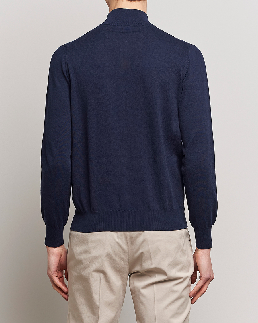 Homme | Pulls Et Tricots | Canali | Cotton Full Zip Sweater Navy