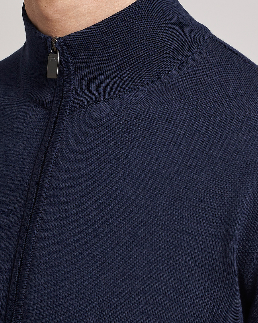 Homme | Pulls Et Tricots | Canali | Cotton Full Zip Sweater Navy