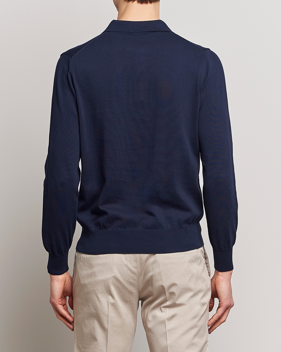 Homme | Pulls Et Tricots | Canali | Cotton Long Sleeve Polo Navy
