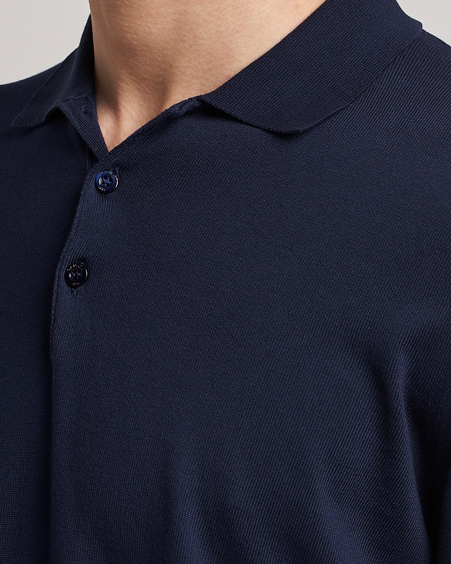 Homme | Pulls Et Tricots | Canali | Cotton Long Sleeve Polo Navy