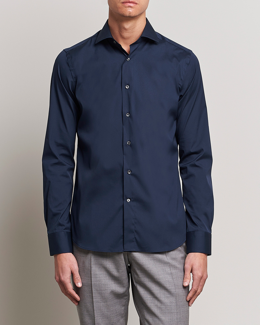 Homme | Chemises | Canali | Slim Fit Cotton/Stretch Shirt Navy