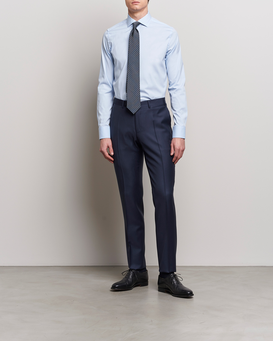 Homme | Chemises D'Affaires | Canali | Slim Fit Cotton/Stretch Shirt Light Blue