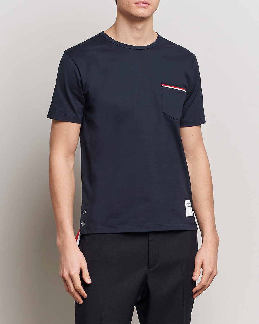Homme | Luxury Brands | Thom Browne | Short Sleeve Pocket T-Shirt Navy
