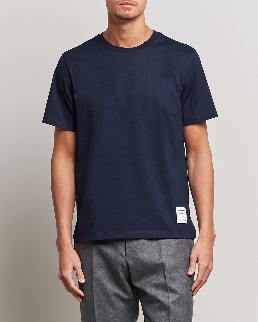Homme |  | Thom Browne | Relaxed Fit Short Sleeve T-Shirt Navy
