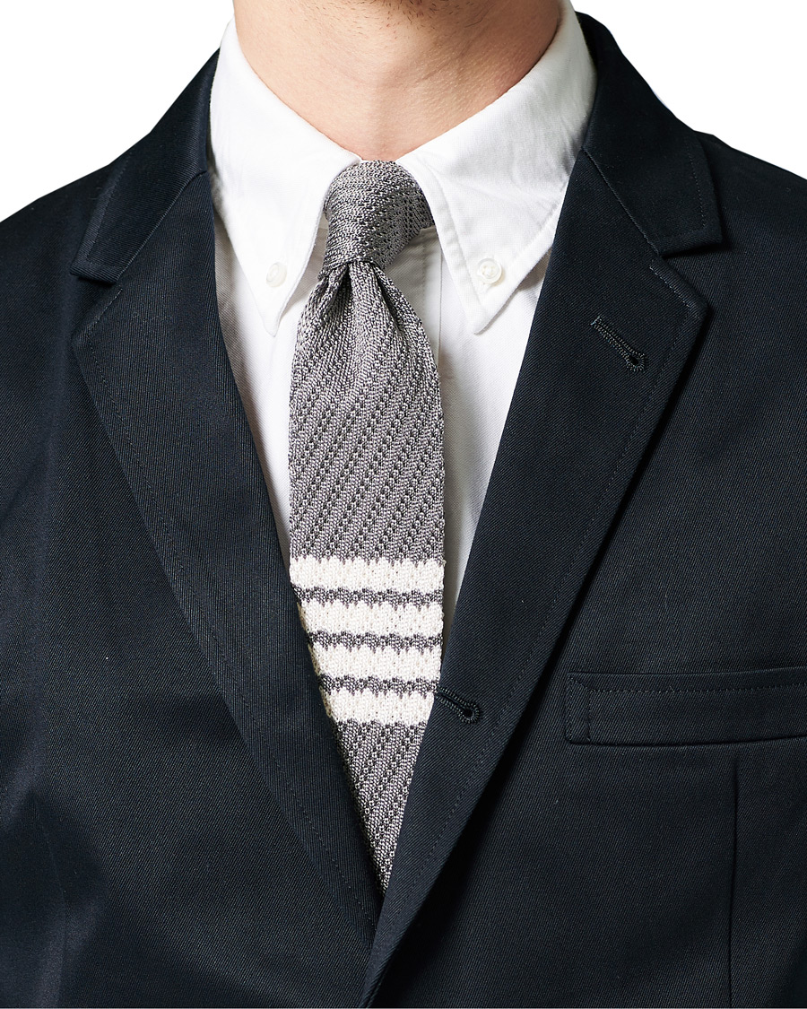 Homme | Thom Browne Knitted Tie Light Grey | Thom Browne | Knitted Tie Light Grey