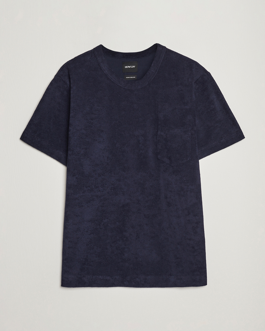 Homme | T-shirts | Howlin' | Fons Cotton Blend Terry Pocket Tee Navy
