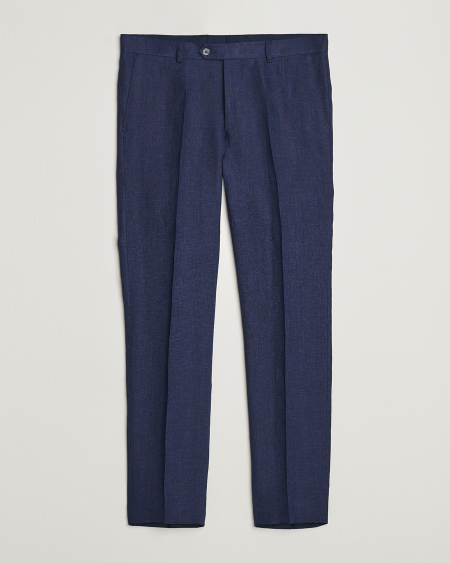 Homme | Pantalons | Oscar Jacobson | Denz Linen Trousers Navy