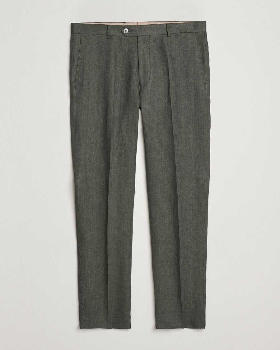 Homme | Pantalons | Oscar Jacobson | Denz Linen Trousers Green