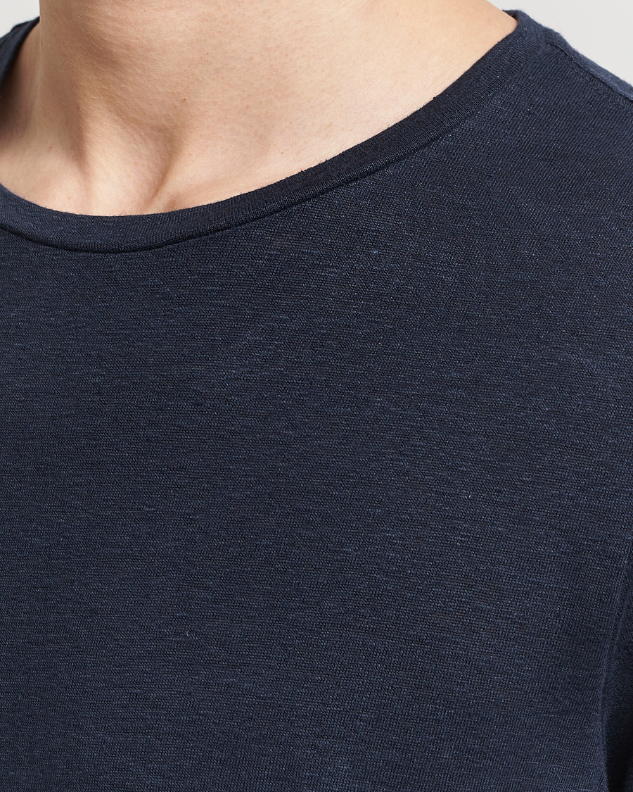 Homme | T-shirts | Oscar Jacobson | Kyran Linen T-Shirt Navy