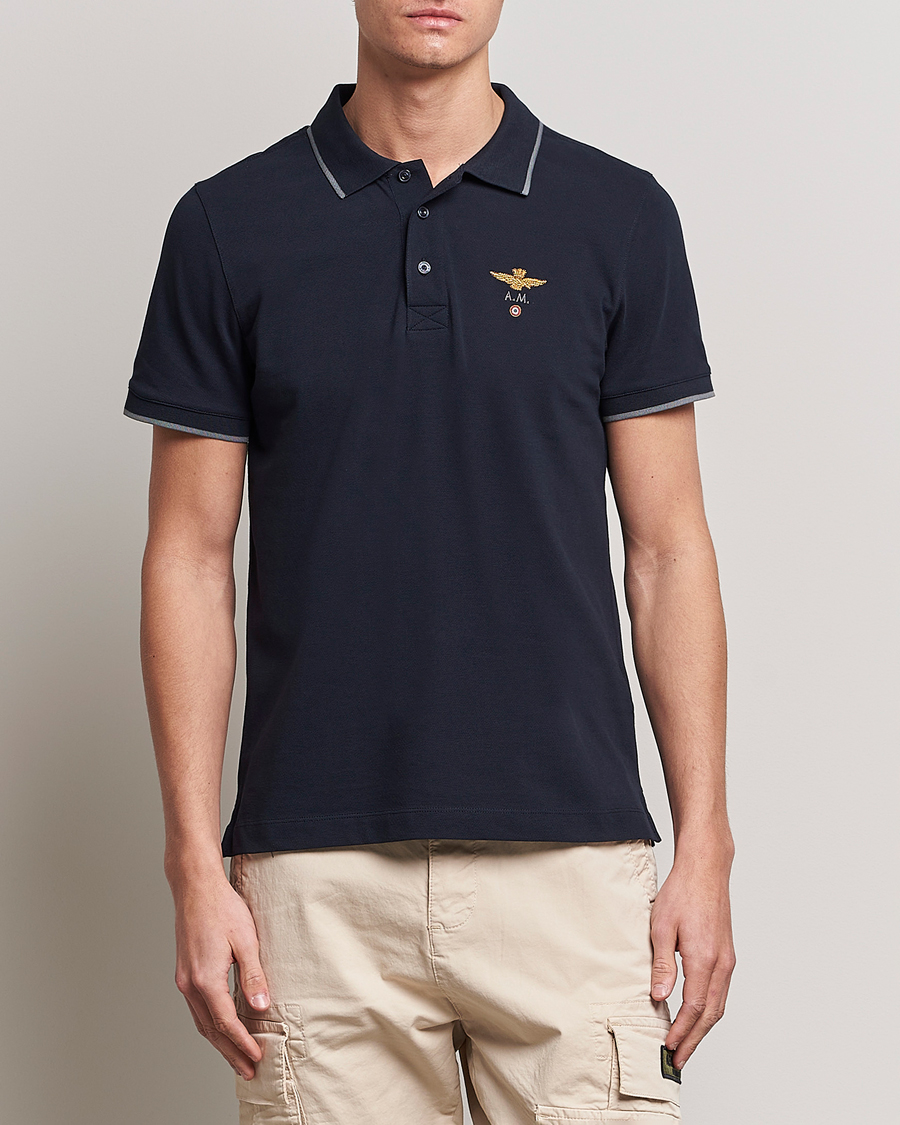 Homme | Polos | Aeronautica Militare | Garment Dyed Cotton Polo Navy