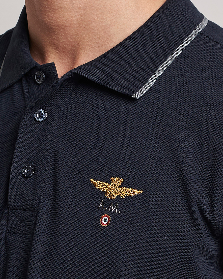 Homme | Polos | Aeronautica Militare | Garment Dyed Cotton Polo Navy