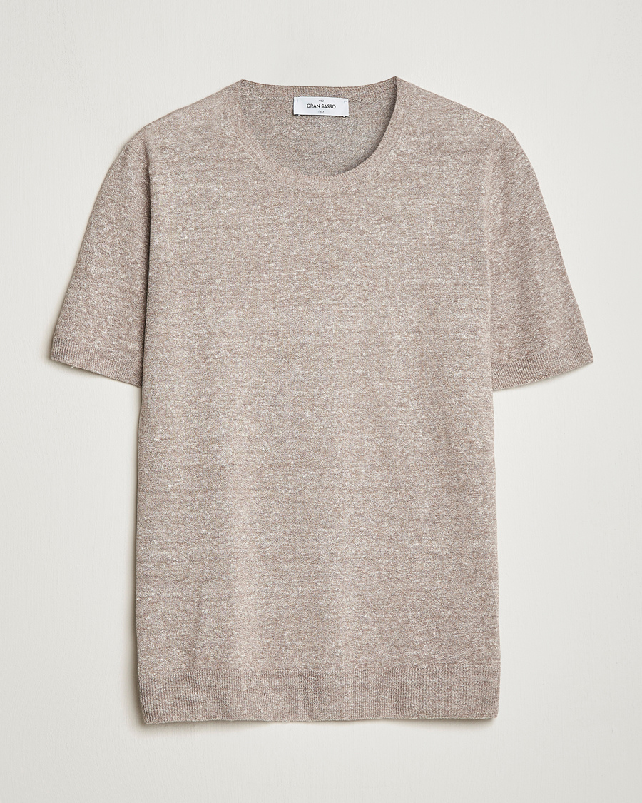 Homme | T-shirts | Gran Sasso | Cotton/Linen Knitted Tee Beige