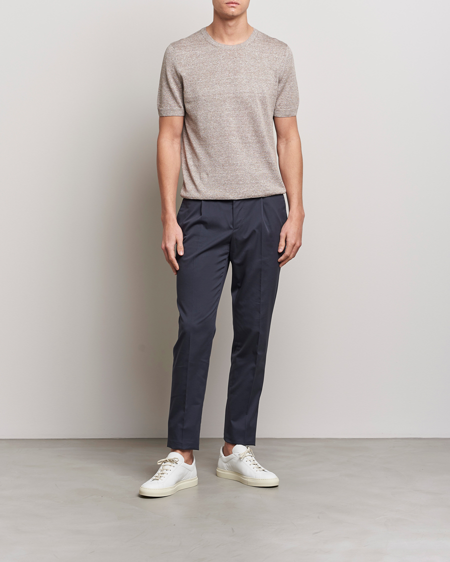 Homme | T-shirts | Gran Sasso | Cotton/Linen Knitted Tee Beige