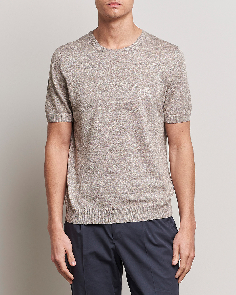 Homme | T-shirts | Gran Sasso | Cotton/Linen Knitted Tee Beige