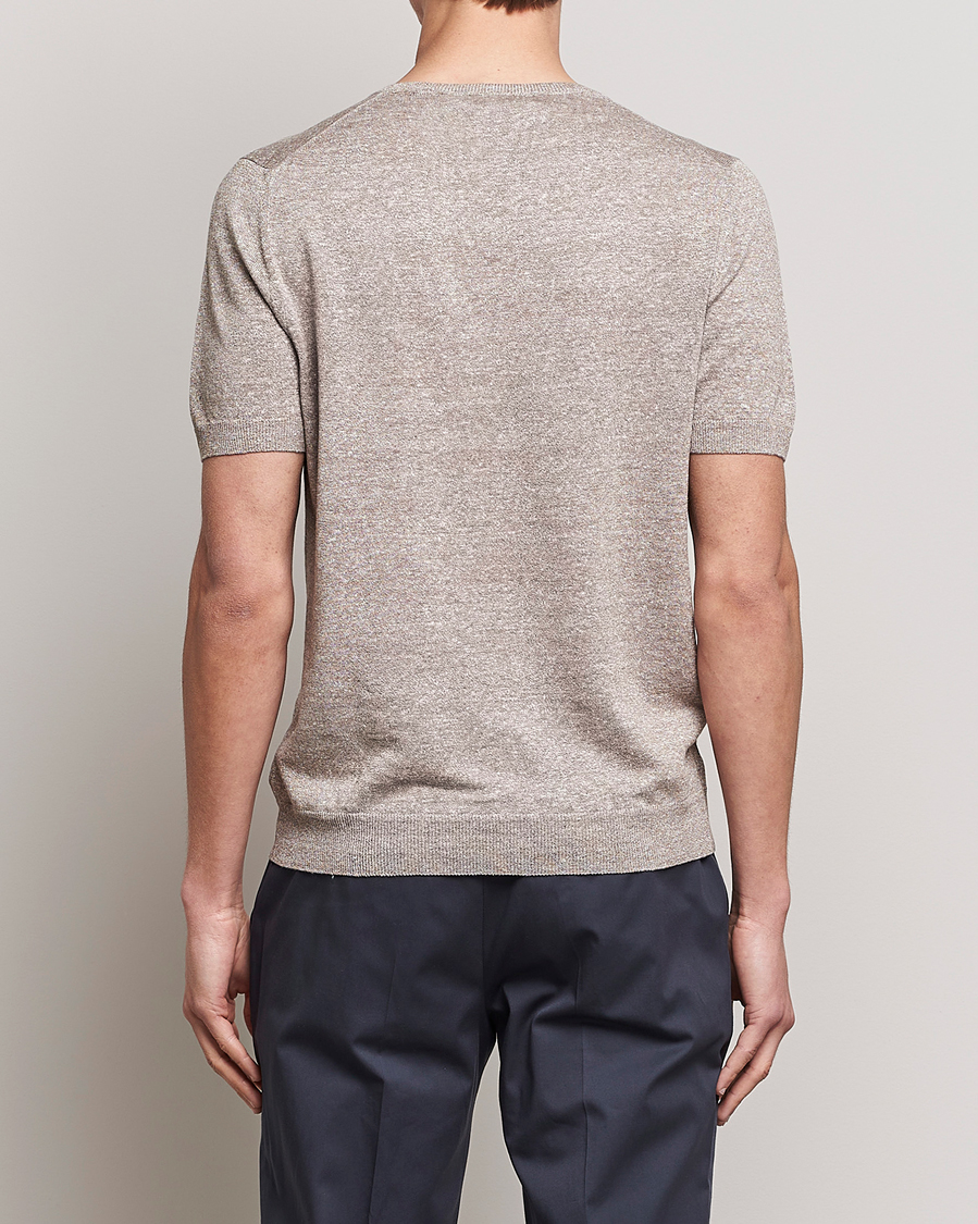 Homme | T-shirts | Gran Sasso | Cotton/Linen Knitted Tee Beige