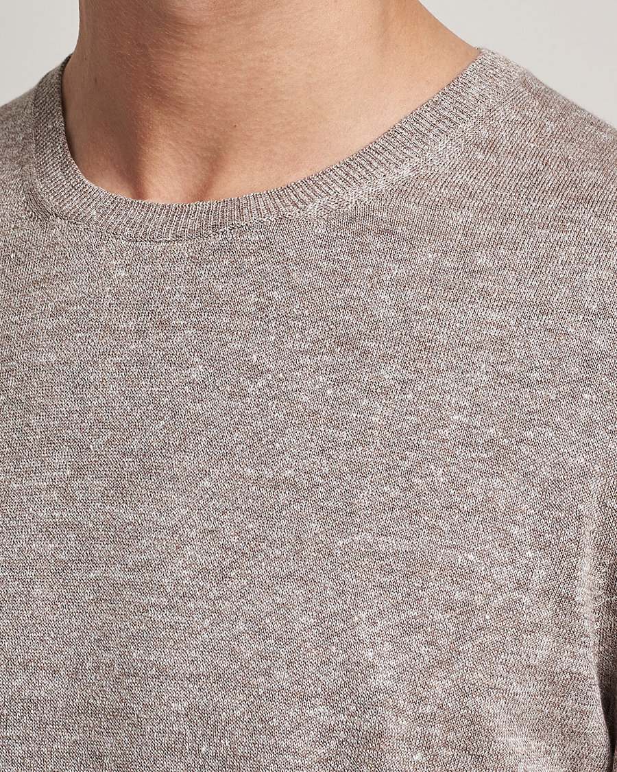 Homme | T-shirts | Gran Sasso | Cotton/Linen Knitted Tee Beige