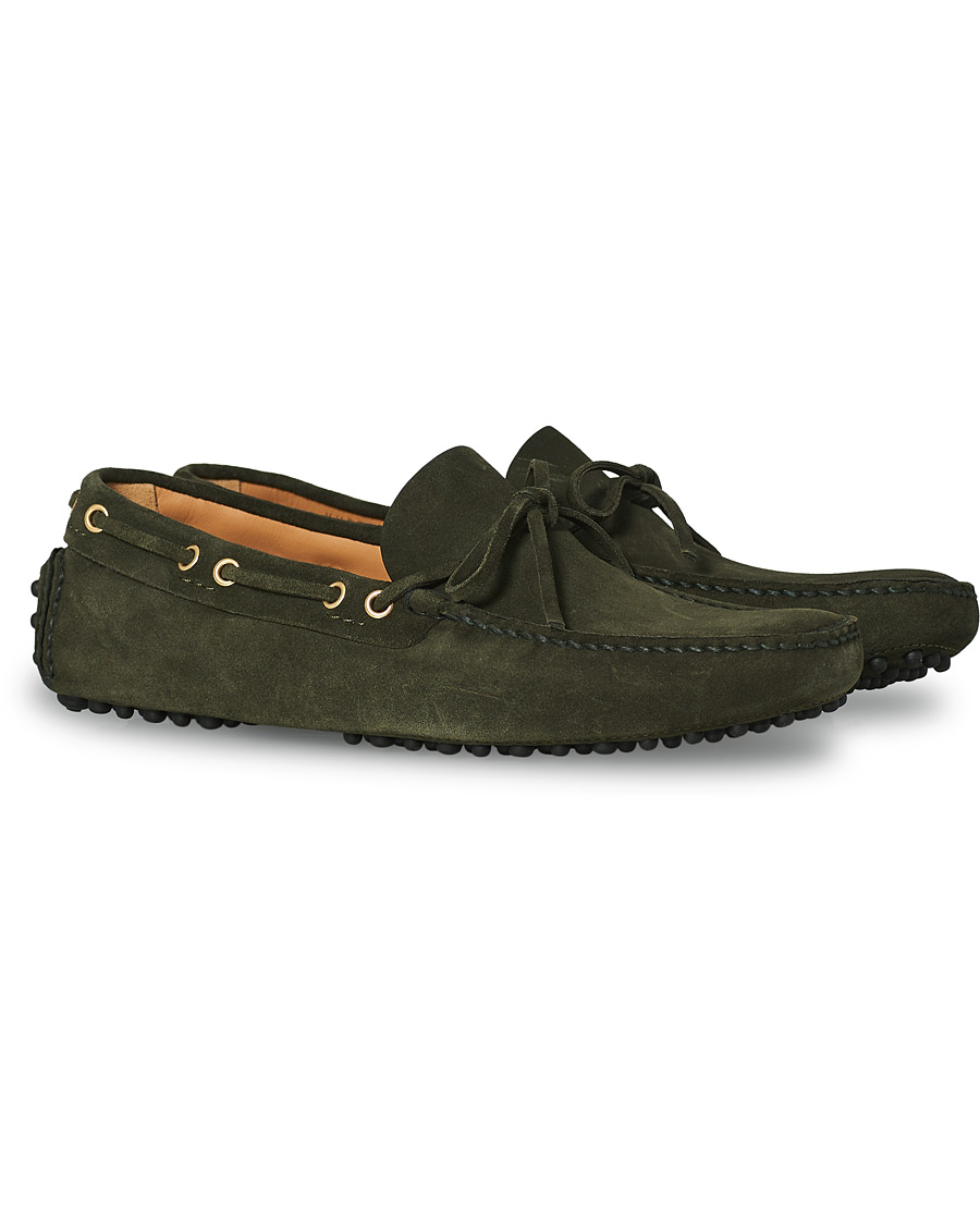 Homme | Car Shoe Driver Moccasin Dark Green Suede | Car Shoe | Driver Moccasin Dark Green Suede