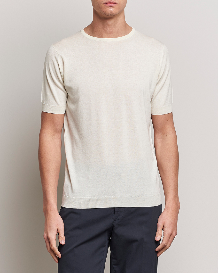 Homme | T-shirts | John Smedley | Belden Wool/Cotton T-Shirt Latte