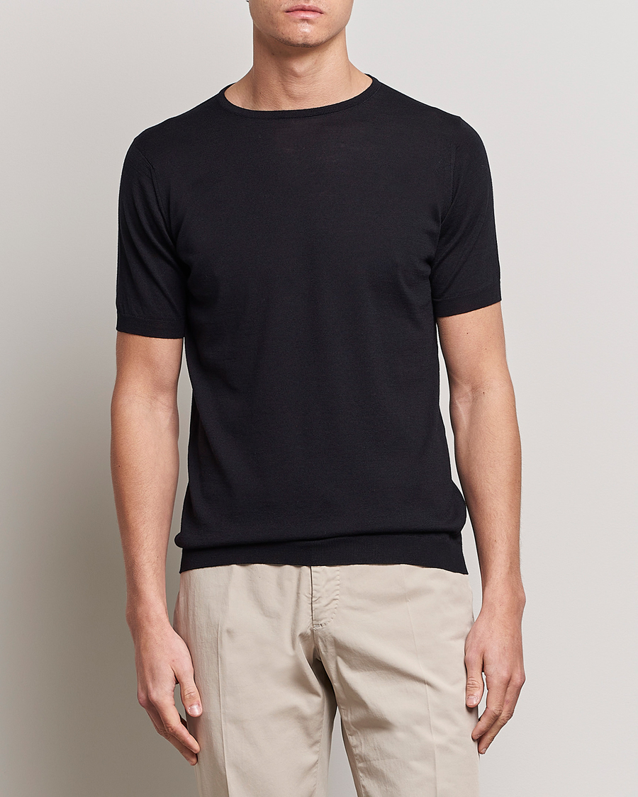Homme | T-shirts | John Smedley | Belden Wool/Cotton T-Shirt Navy