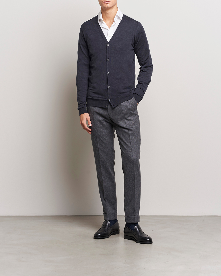 Homme | Pulls Et Tricots | John Smedley | Petworth Extra Fine Merino Cardigan Hepburn Smoke