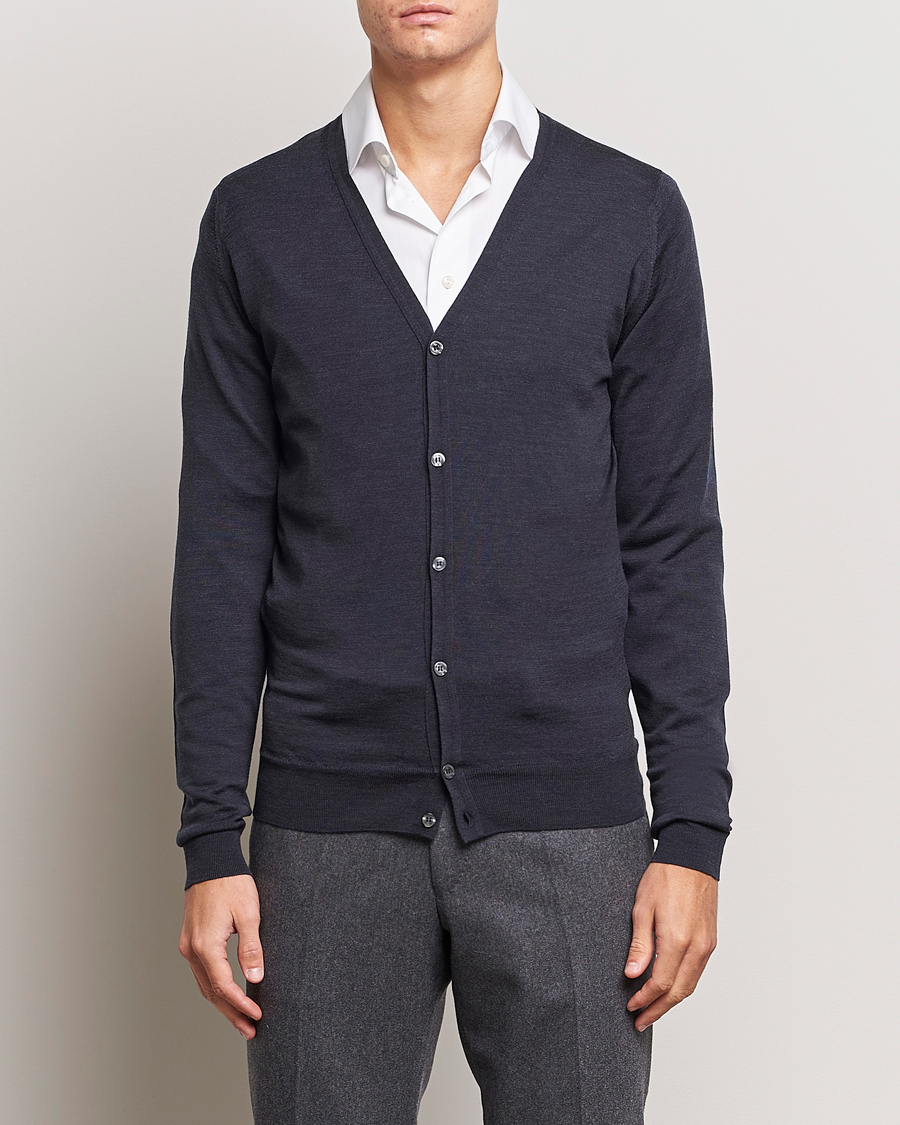Homme | Pulls Et Tricots | John Smedley | Petworth Extra Fine Merino Cardigan Hepburn Smoke