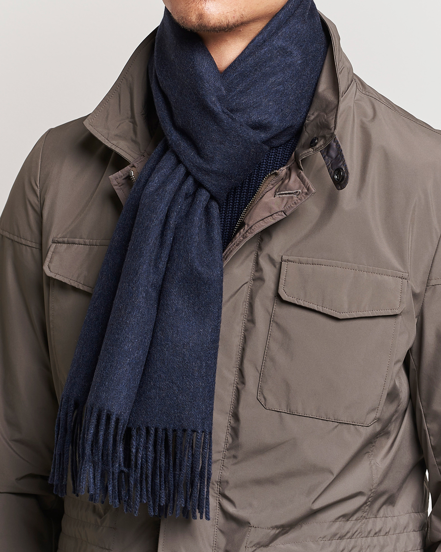 Homme | Écharpes | Piacenza Cashmere | Cashmere Scarf Navy Melange