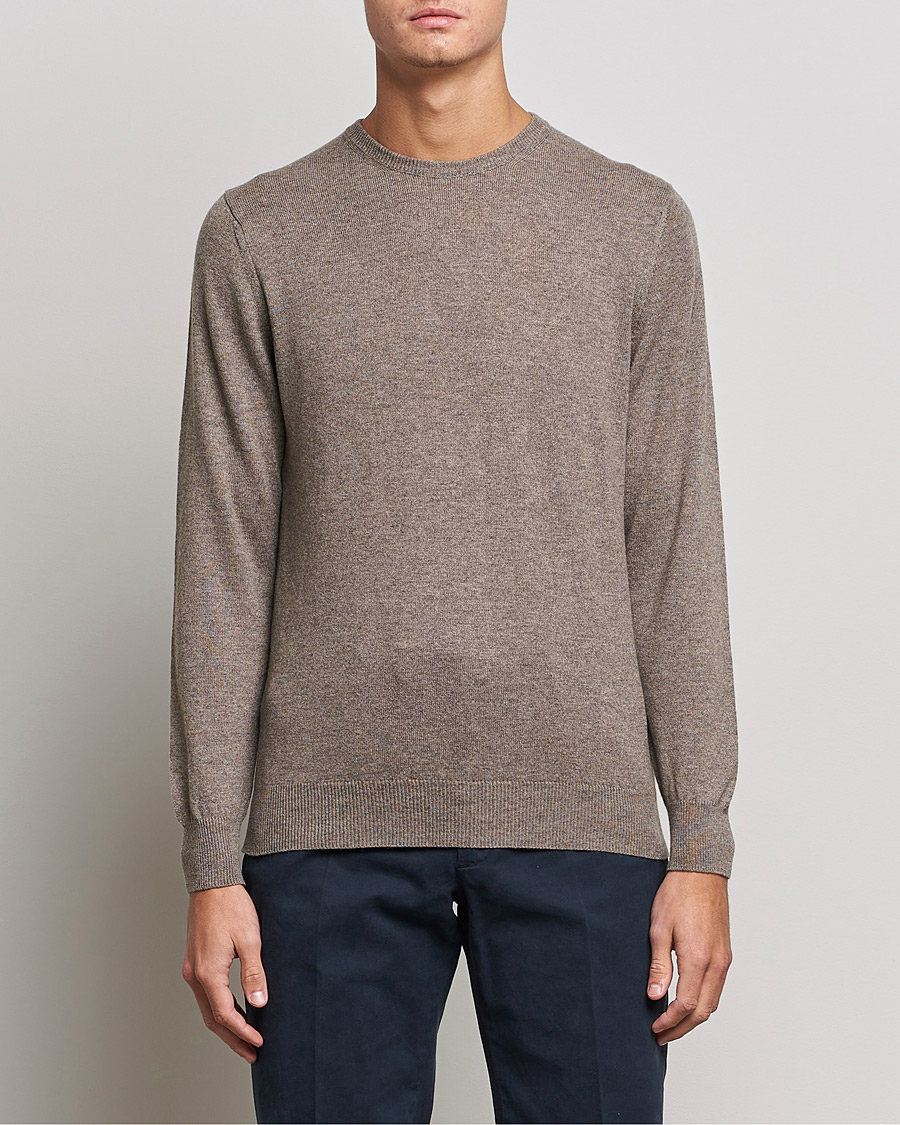 Homme | Italian Department | Piacenza Cashmere | Cashmere Crew Neck Sweater Brown