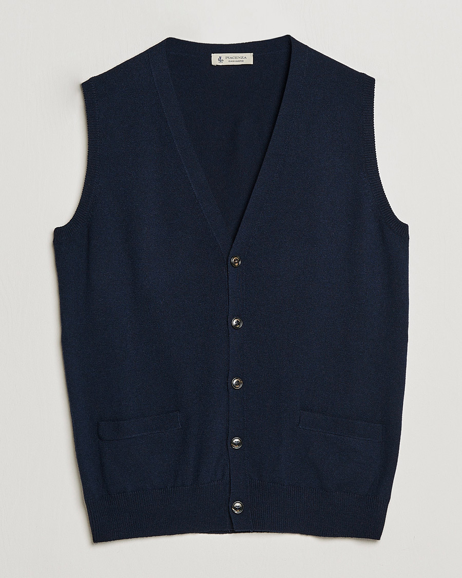 Homme | Pulls Et Tricots | Piacenza Cashmere | Cashmere Sleeveless Cardigan Navy