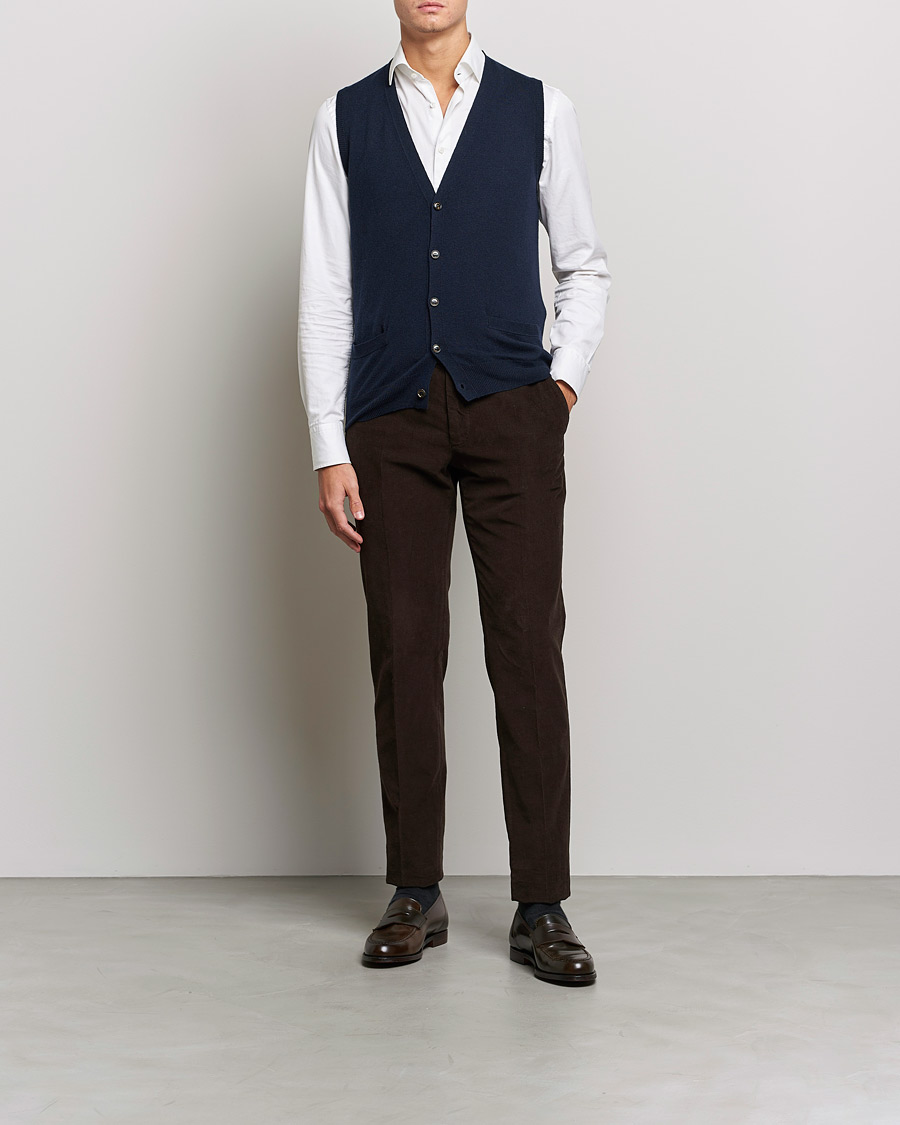 Homme | Pulls Et Tricots | Piacenza Cashmere | Cashmere Sleeveless Cardigan Navy