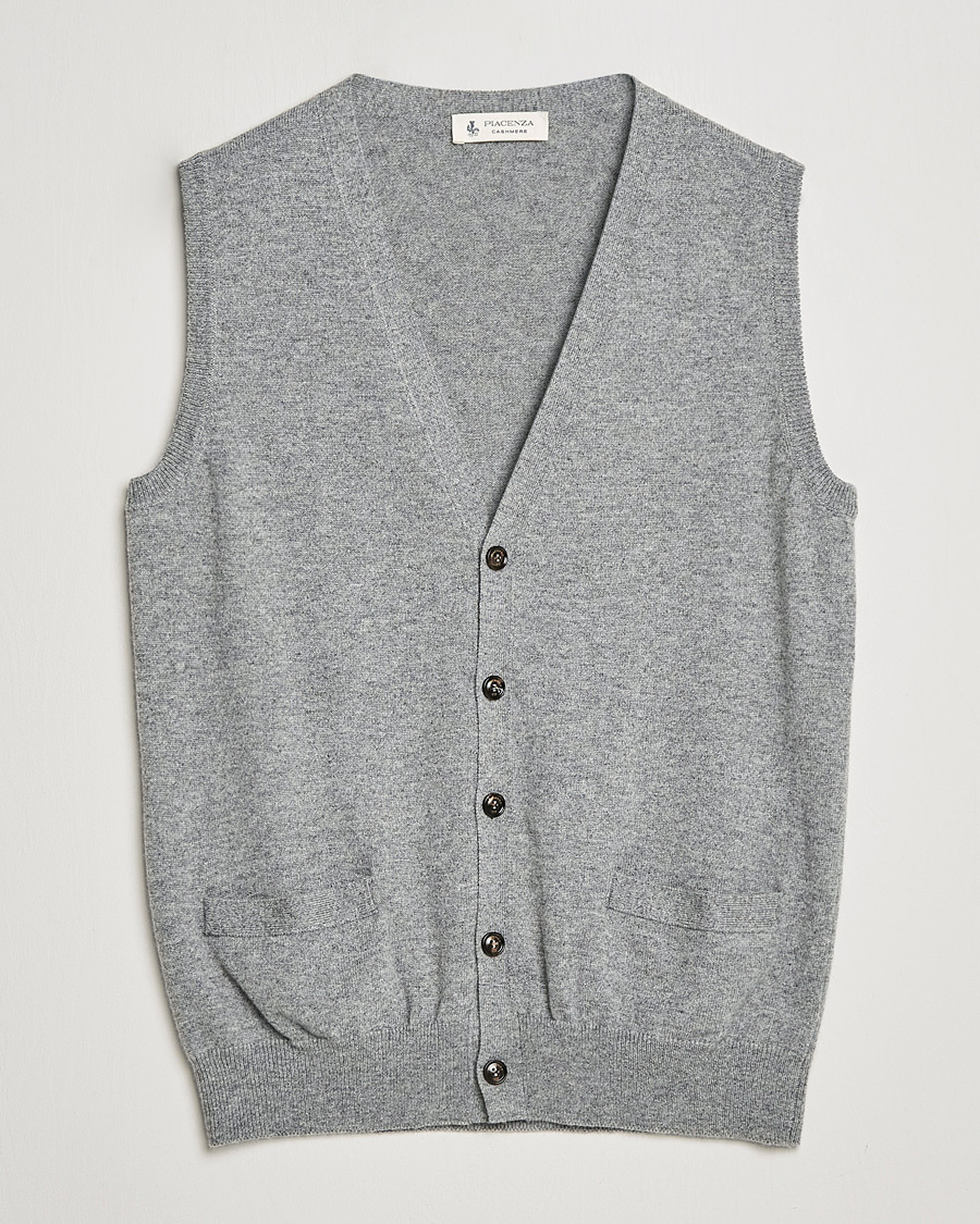 Homme | Pulls Et Tricots | Piacenza Cashmere | Cashmere Sleeveless Cardigan Light Grey