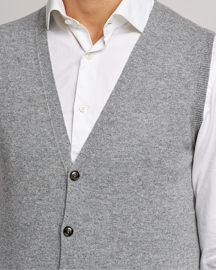 Homme | Pulls Et Tricots | Piacenza Cashmere | Cashmere Sleeveless Cardigan Light Grey