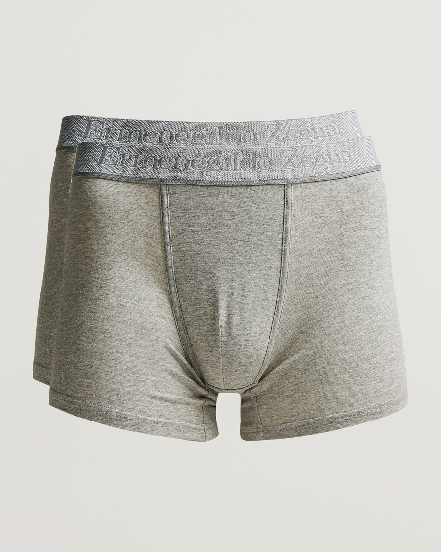 Homme | Sous-Vêtements Et Chaussettes | Zegna | Cotton Stretch Boxer Bi-Pack Grey Heather