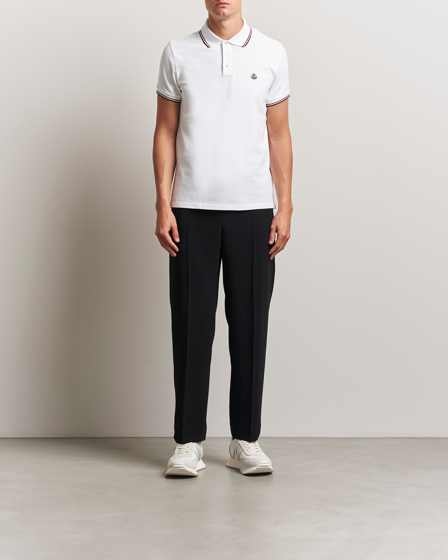 Homme | Polos | Moncler | Contrast Rib Polo White