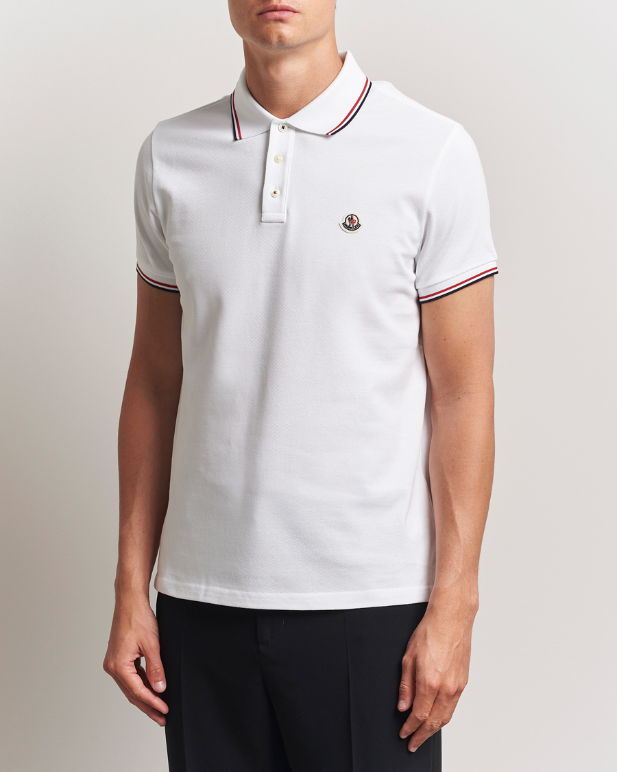 Homme | Polos | Moncler | Contrast Rib Polo White