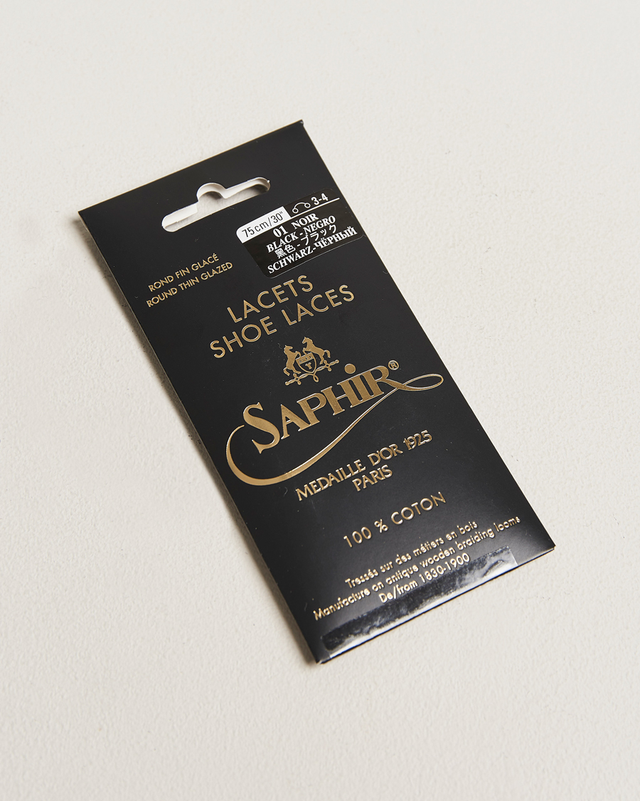Homme | Entretien Chaussures | Saphir Medaille d'Or | Shoe Laces Thin Waxed 75cm Black