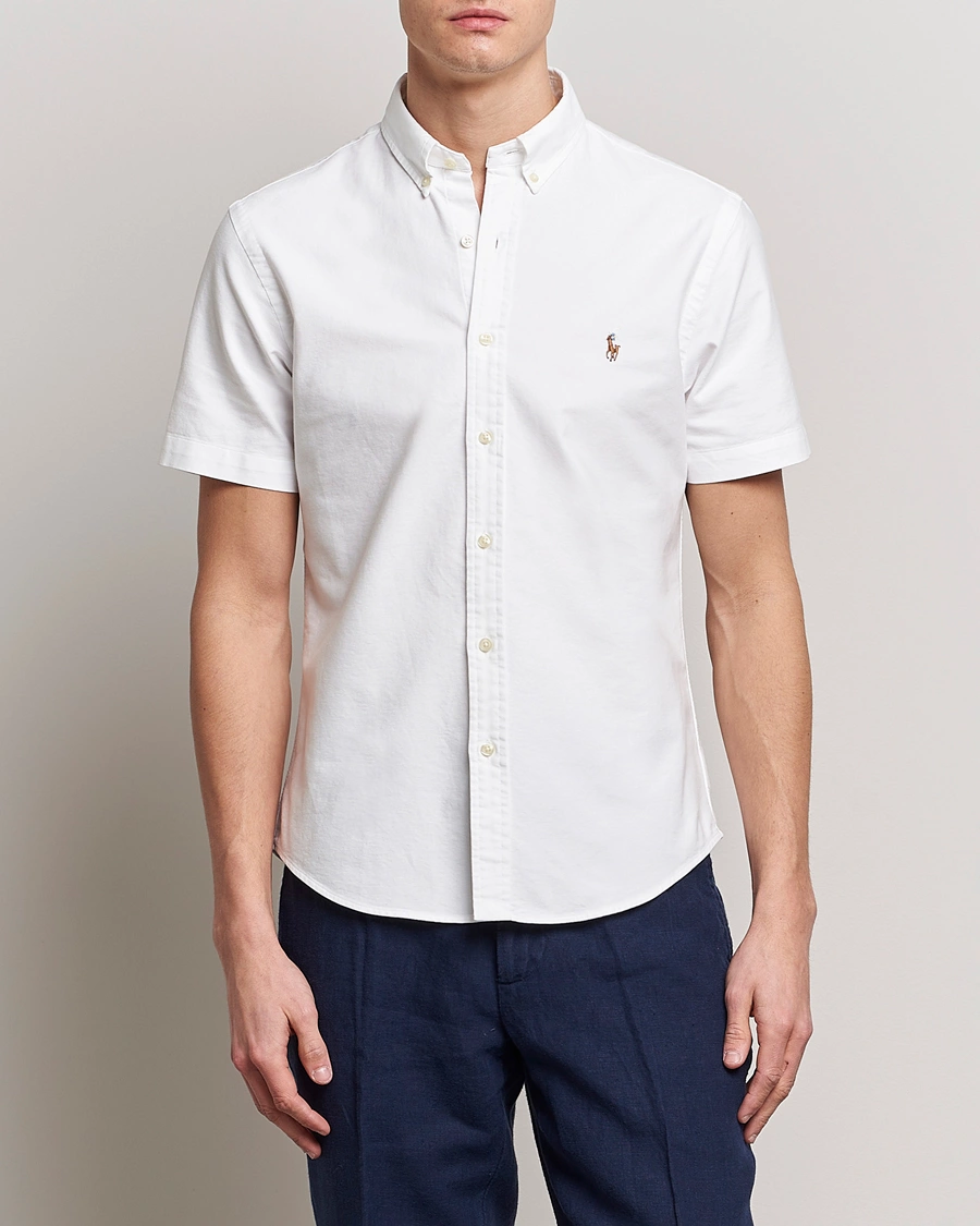 Homme | Chemises À Manches Courtes | Polo Ralph Lauren | Slim Fit Oxford Short Sleeve Shirt White