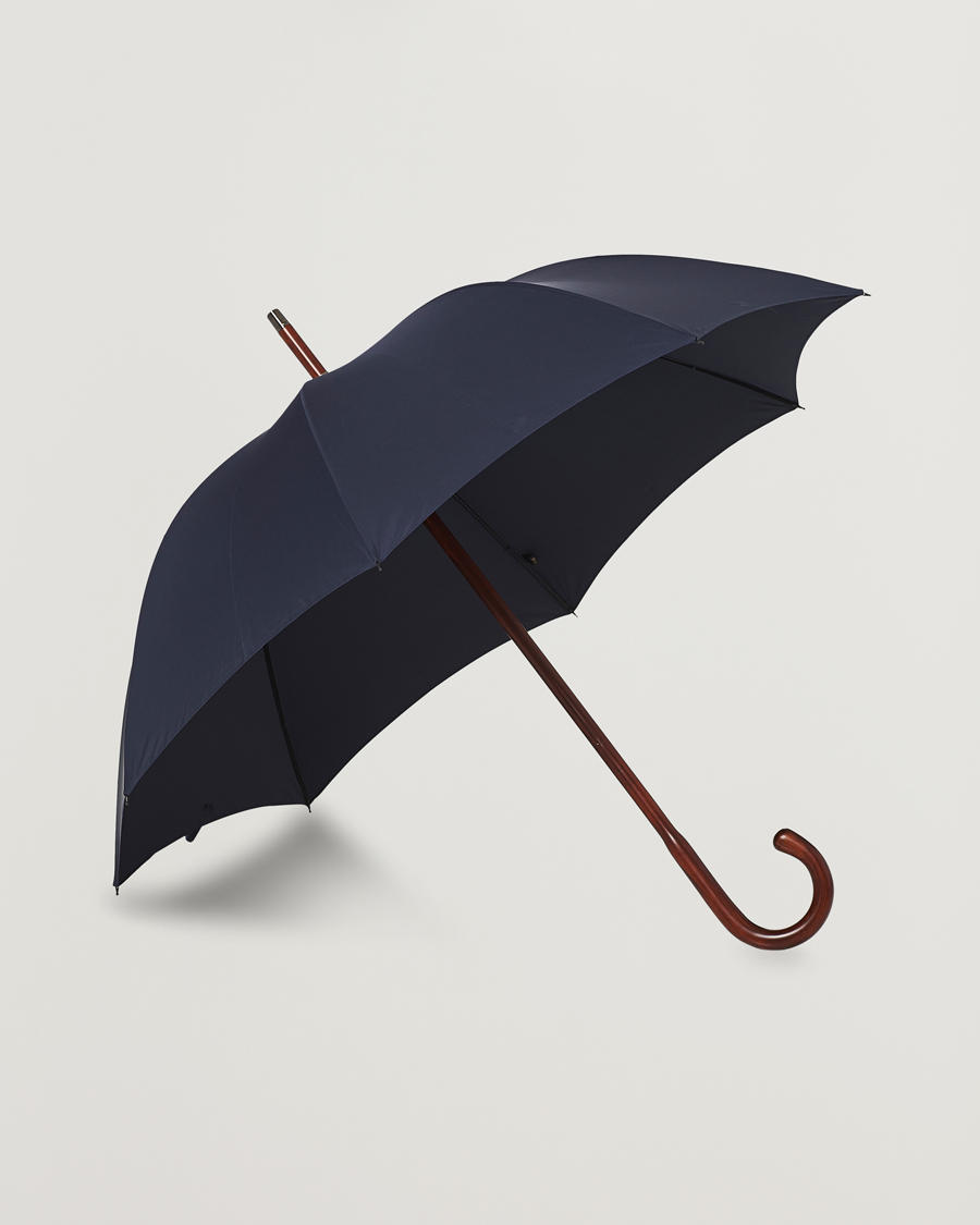 Homme | Parapluies | Fox Umbrellas | Polished Cherrywood Solid Umbrella Navy