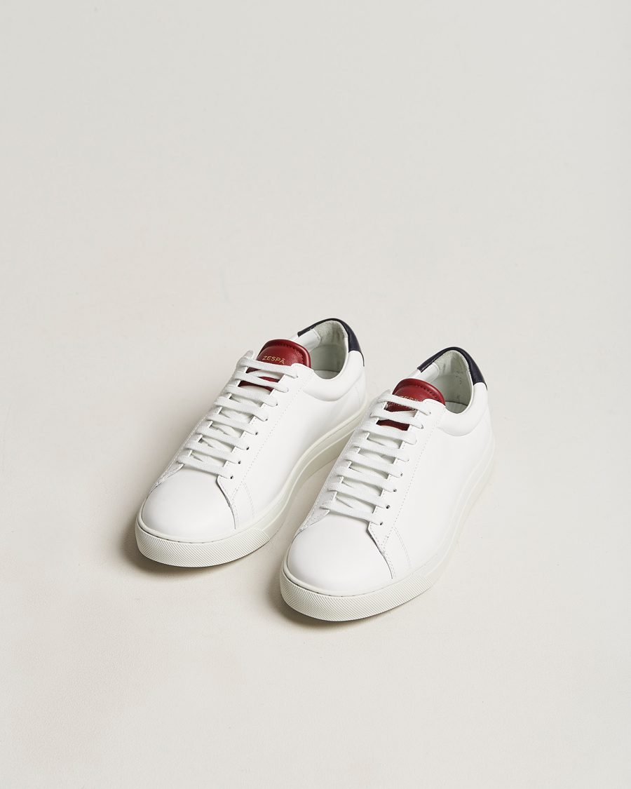 Homme | Zespà ZSP4 Nappa Leather Sneakers White/France | Zespà | ZSP4 Nappa Leather Sneakers White/France