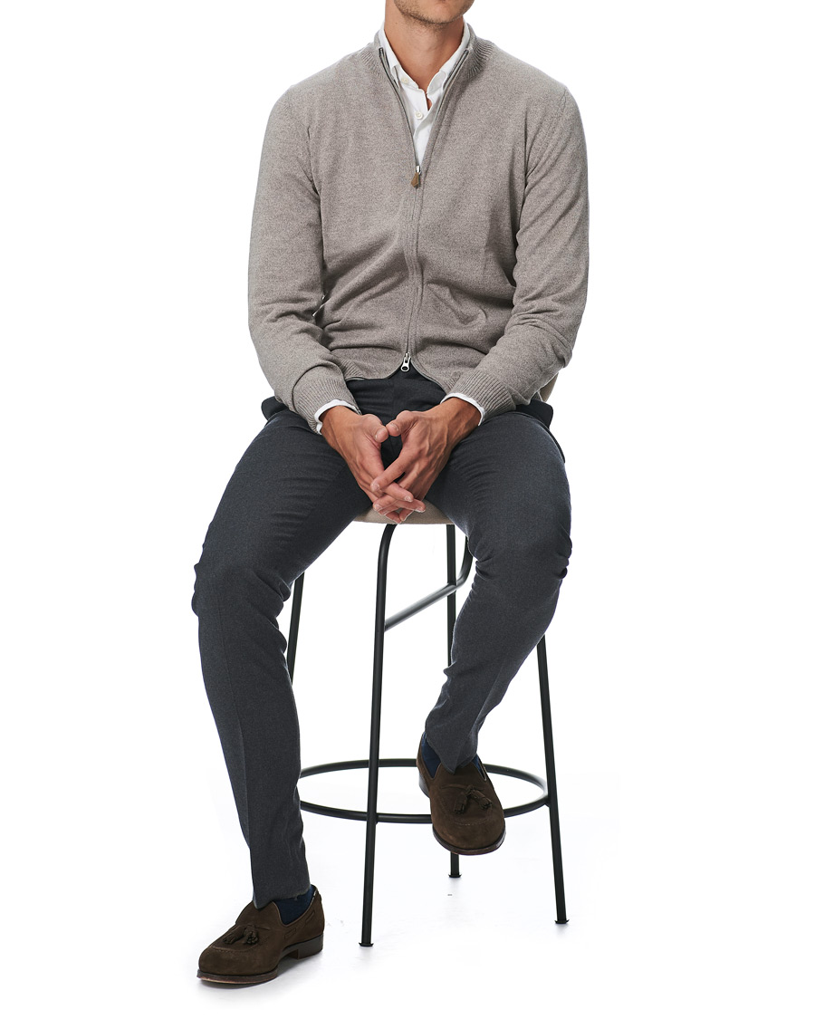 Homme | Pulls Et Tricots | Stenströms | Merino Full Zip Greige